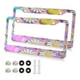 thumbnail image 2 of 2-Pack Aluminum License Plate Frame with 2 Holes for GM License Plate Cover with Free Screws Cute Daisies and Hearts, 2 of 8