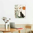 thumbnail image 2 of Nawypu  Boho Minimalist Cat Canvas Wall Art, Black Cat with Abstract Geometry and Green Leaves Canvas Art Wall Decor, Mid Century Decor for Living Room Bedroom Bathroom Ready to Hanging, 2 of 4