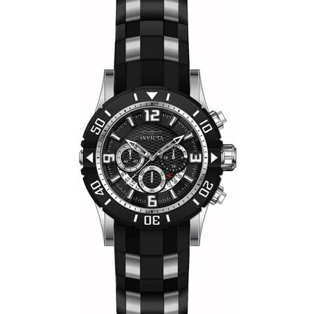 Black Polyurethane Strap 23696 Men's Pro Diver Black Dial Steel and Polyurethane Strap Chronograph Dive Watch ()