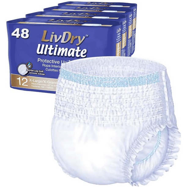 LivDry Unisex Adult Incontinence Underwear, Ultimate Comfort Absorbency ...