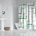 thumbnail image 3 of Green White Shower Curtain Set with Hooks Grey and White Shower Curtains Grey Shower Curtain Geometric Bath Curtains Decorative Gray Shower Curtain Water Repellent, 72x84, 3 of 4