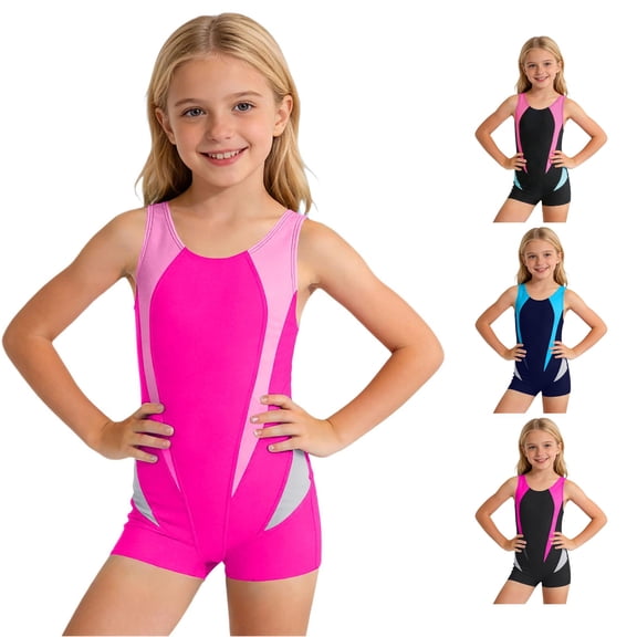 Krdevn Color Block Sleeveless Athletic One Piece Swimsuit for Pool Beach Trips (Little Girls, Big Girls),15-16 Years