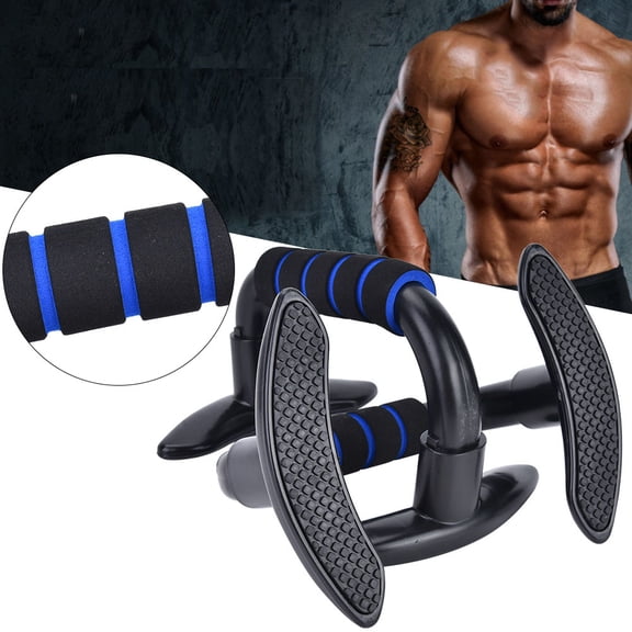 Yajisi Ergonomic Push-Up Stand Bar for Home Gym Fitness, Core Strength, and Chest Muscle Building Equipment, Anti-Slip Foam Grip, Blue (8.7 inches / 22 cm)