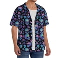 thumbnail image 2 of Kdxio Men's Hawaiian Shirt for Men Short Sleeve Shirt Skull Flower Blue Summer Casual Holiday Beach Button Down T-Shirts, 2 of 5
