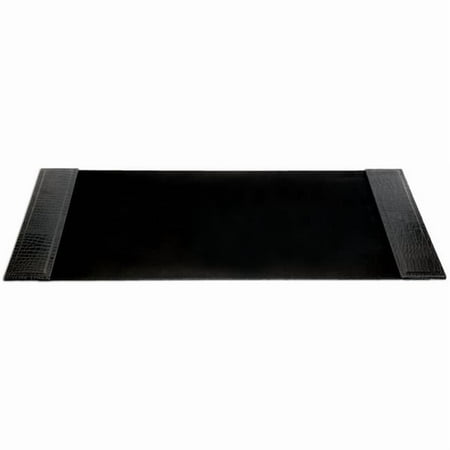 Black Crocodile Embossed Leather 34 x 20 Side-Rail Desk Pad