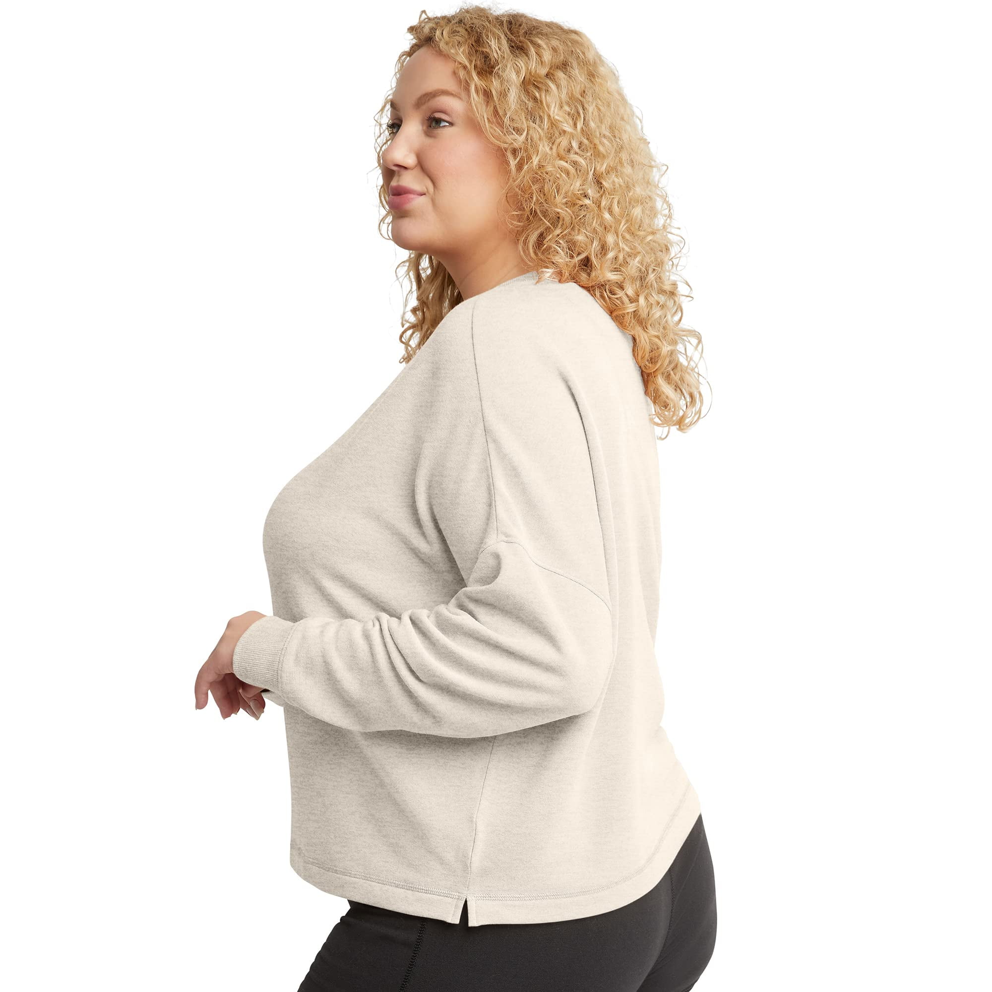 Hanes Originals Womens Plus Sizes Soft Brushed Crop Sweatshirt 2X