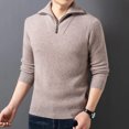 thumbnail image 4 of Suéter de lana pura espesa para hombre, de invierno, con media cremallera, cuello alto, tendencia jacquard, tejido de punto, camisa cálida, 4 of 5