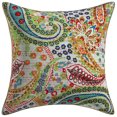 thumbnail image 2 of DK Homewares Indian Decorative Couch Throw Pillowcases 16x16 Inch Cotton Kantha Paisley Bohemian Square Toss Cushion Covers (Size - 40x40 cm ; Color: White ) - Set of 2 Pcs (Cover Only), 2 of 4