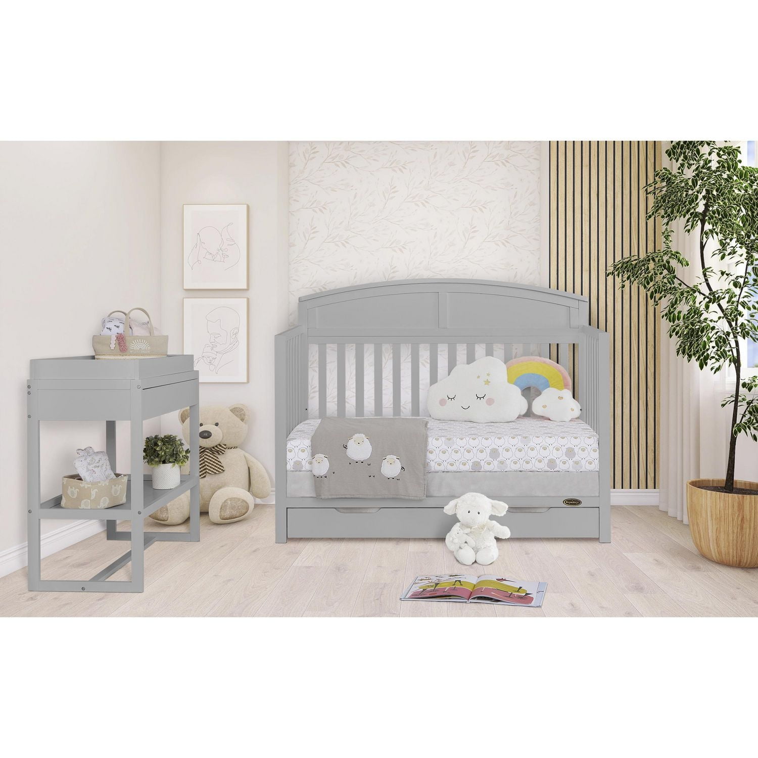 Dream On Me Storybrooke 5 in 1 Convertible Crib with Under Drawer