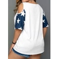 thumbnail image 4 of KimSoong Women Plus Size Cold Shoulder American Flag T-Shirt 4th of July Tee USA Flag Print Shirt 250 Years Patriotic Tee Tops, 4 of 7