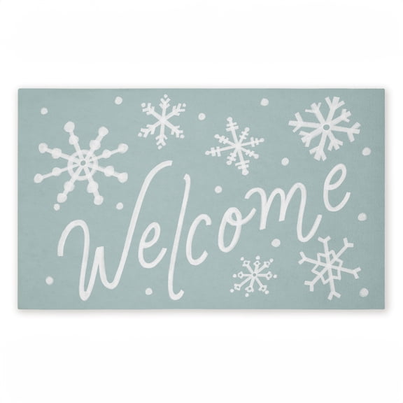 Holiday Welcome Snowflakes Printed Outdoor Door Mat, design by Caverly Smith, 18"x30"