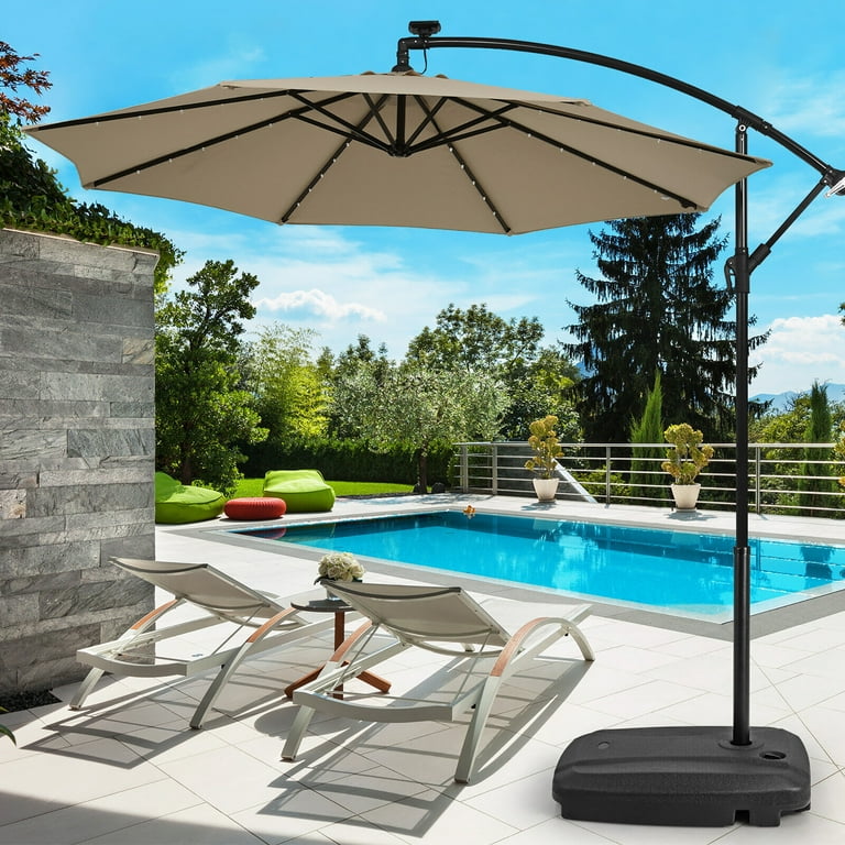 extra tall patio umbrella stand 15FT Double-Sided with Base, Extra-Large Market Umbrella W/Crank System, Grey proof steel ribs Available in three colors Gymax Extra Large Mobile Patio