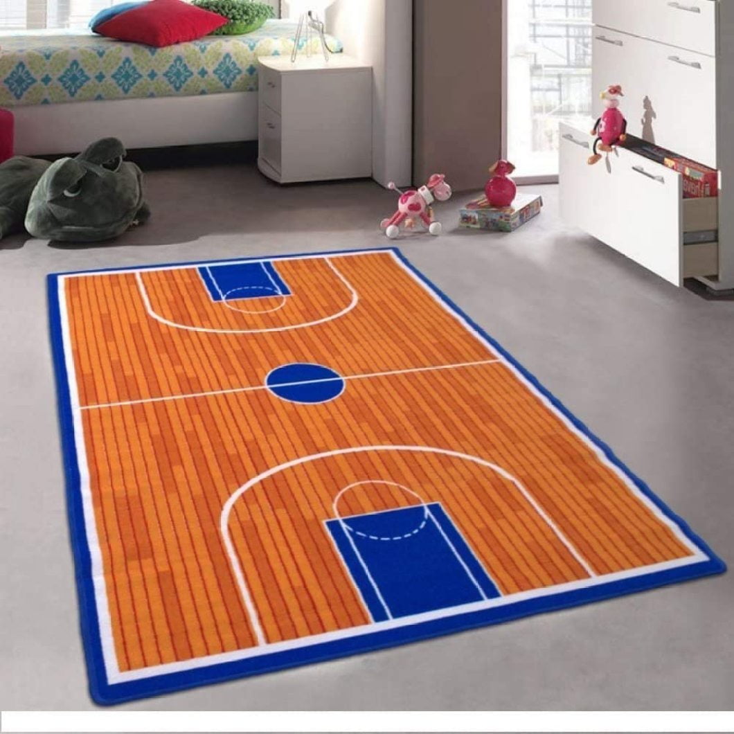 BalyFovin Sports Wooden Basketball Court Area Rug Rugs Mat for Living