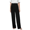 thumbnail image 1 of Pantalones de trabajo de mujer, de pierna ancha y cintura alta - Poliéster y spandex, estilo informal de negocios, bolsillos delanteros plisados, ropa para la oficina y las vacaciones, 1 of 6