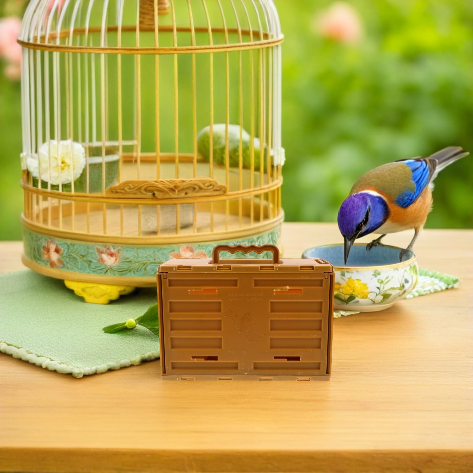 OUNONA Lightweight Pet Portable Cage Brown Plastic for Finches and Parakeets with Ventilation