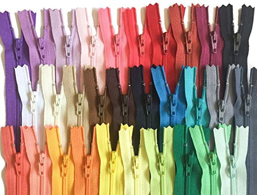 YKK #3 Nylon Coil Zippers - 7 Inch Black Closed-End Zippers, Pack Of 12 For Sewing & Craft Projects