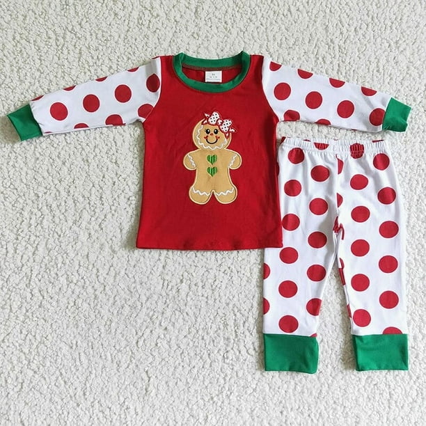 Venta al por mayor conjunto de tunica de algodon para nina camion de Navidad arbol conjunto para ninos pantalones a cuadros ropa de dormir bordada pijamas para ninos pequenos Walmart en