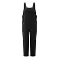 thumbnail image 4 of Baqcunre One Piece Jumpsuits For Women Women'S Summer Jumpsuits Casual Sleeveless Jumpsuit Drawstring Elasitic Waist Romper Pajama Linen Pants Womens Pants Black XXL, 4 of 6