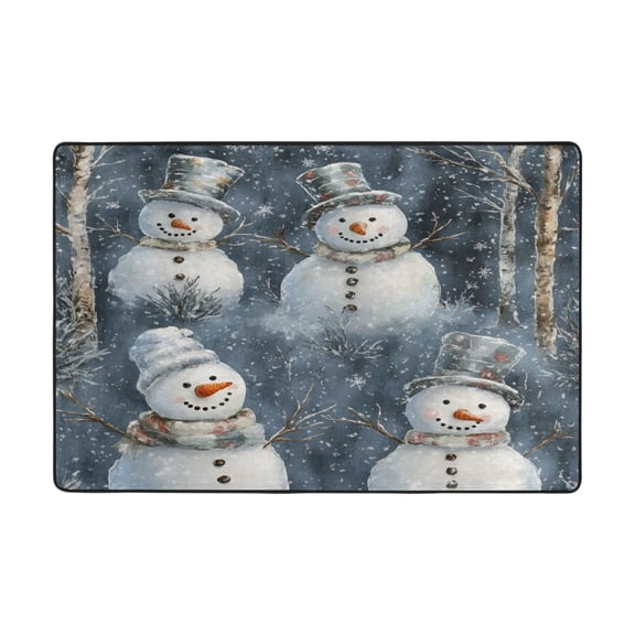 Ryvnso Christmas Snowmans in Winter Area Floor Mats Large Nursery Rugs Non-Slip Carpets Doormat 36" x 24"