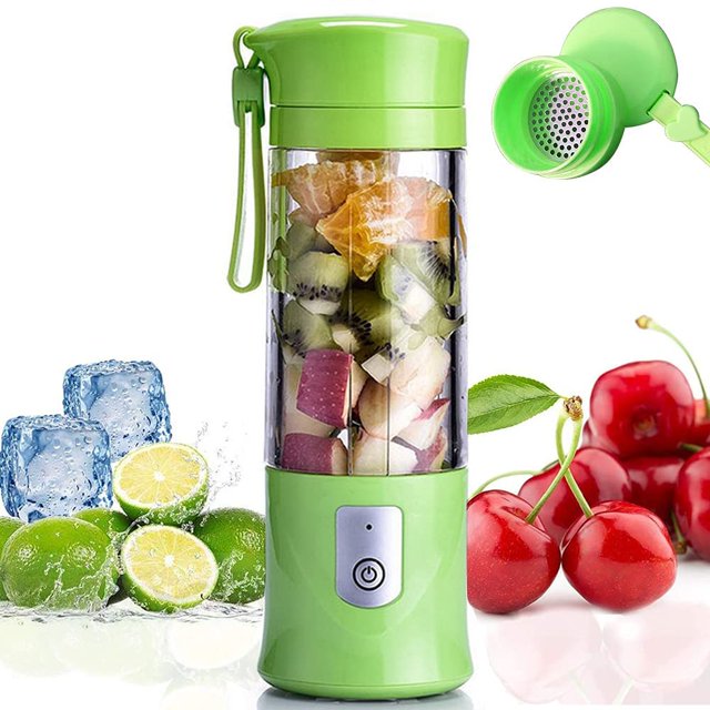 ZHAOCHENG Green-Blender Licuadora de Frutas Portátil Mini Licuadora USB 420ML para Batidos Zumos de Frutas Sin BPA