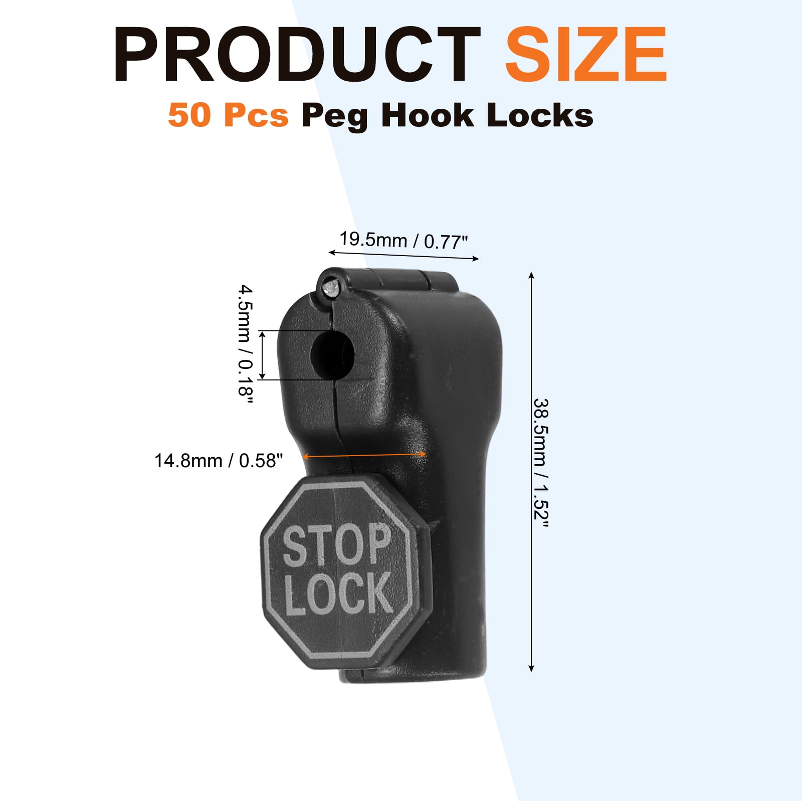 Uxcell 50Pcs Peg Hook Locks (4.5mm) PC Magnet Anti-Theft Pegboard Display Hook Locks Security Red Stop Tools, Fits Retail Shop/Shopping Center/Garage Tools, Black