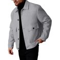 thumbnail image 5 of LODIENY Men Tweed Jacket Fleece Shacket Button Down Collared Jackets Warm Winter Coat Long Sleeve Fall Outerwear with Flap Pockets for Casual Daily Gray M, 5 of 6