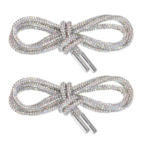 Uxcell 2pcs Rhinestone Shoe Laces 47" Length  Bling Crystal Shoe Laces for Sweatpants Shorts Sneakers, Multi Colored
