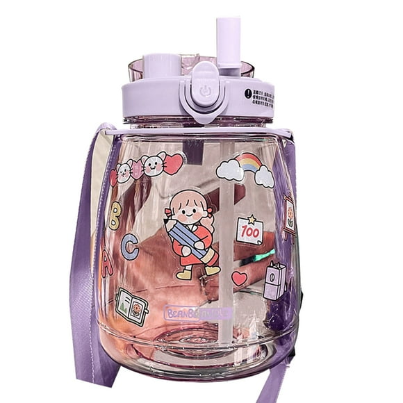 Large Capacity Water Bottle Portable Sports Water Bottle with cute stereoscopic stickers