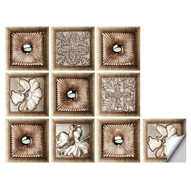 wall adhesive tile flower pattern wall tile mural tile decor wall tile sticker vinyl flower wall tile