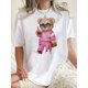 thumbnail image 1 of Camiseta de mujer de verano con Cuello RedondoWomen's Trendy Bear Print T-Shirt - Casual Crew Neck, Short Sleeve, Stretchy Polyester Blend, Machine Washable - Perfect for Summer & Casual AttireFathe, 1 of 8