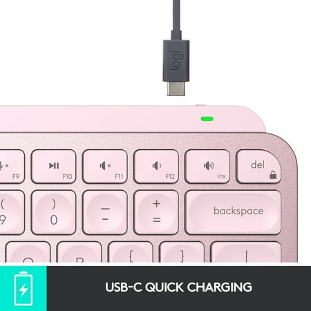 Logitech - MX Keys Mini TKL Wireless Bluetooth Scissor Keyboard with Backlit Keys - Rose