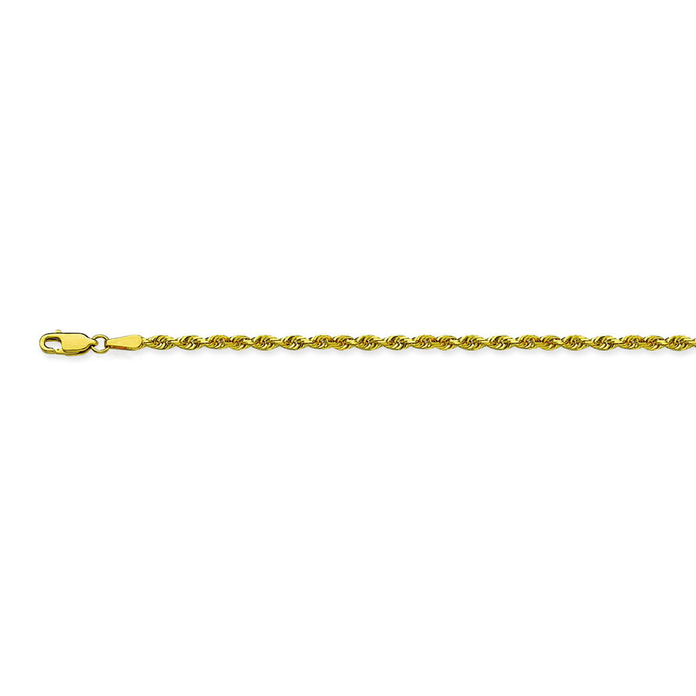 24 inch 10K Yellow Gold 2.3 Diamond Cut Rope Chain in 20 inch