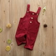 thumbnail image 4 of Qiylii Toddler Kids Corduroy Suspender Rompers Solid Button Color Down Overalls, 4 of 9