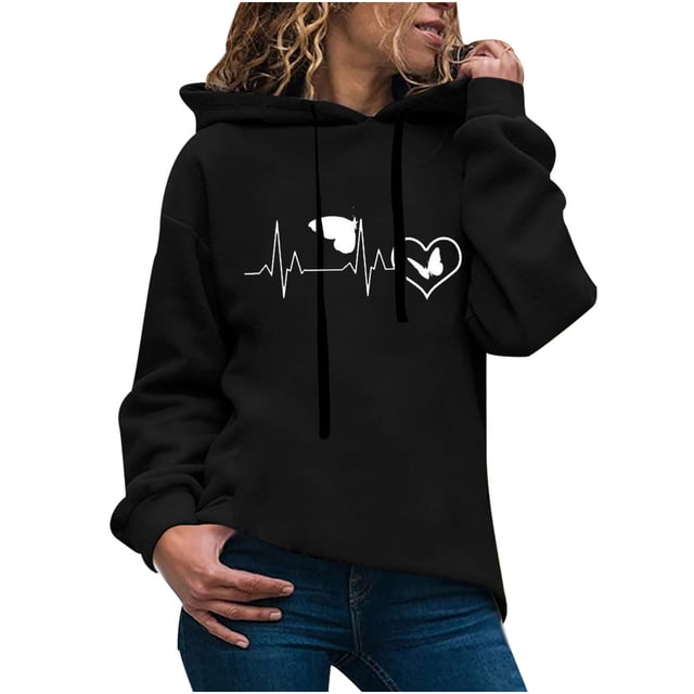 Gibobby Sudadera mujer, Sudadera con Capucha de Rizo francés Sudadera para Mujer(Negro,XG)