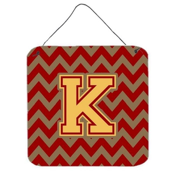 Letter K Chevron Garnet & Gold Wall or Door Hanging Prints