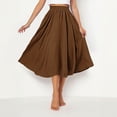 thumbnail image 6 of Dianli Gifts Flax A Line Skirt Ankle Skirt Women's Solid Color Elastic Waist Flax A Line Ankle Length Pull On Skirt Breathable Summer Casual Beachwear A Line Skirt, 6 of 9