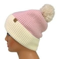 thumbnail image 3 of Empire Cove Winter Ribbed Knit Beanie with Faux Fur Pom Pom Hats Gifts for Her, 3 of 5