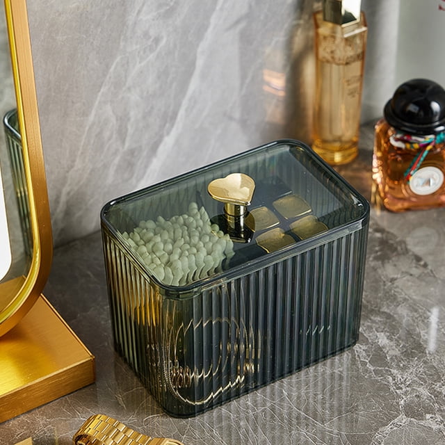 Cosmetic Storage Case Swabs Pads Beauty Eggs Makeup Brushes Desktop Storage With Lid Compartment Transparent Organizer