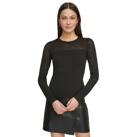 Women's Mesh Long-Sleeve Logo Top Black XS