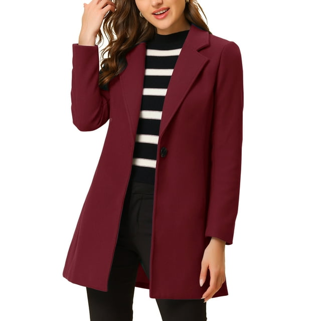 INSPIRE CHIC Women's Classic Notched Lapel Long Sleeve Longline Overcoat
