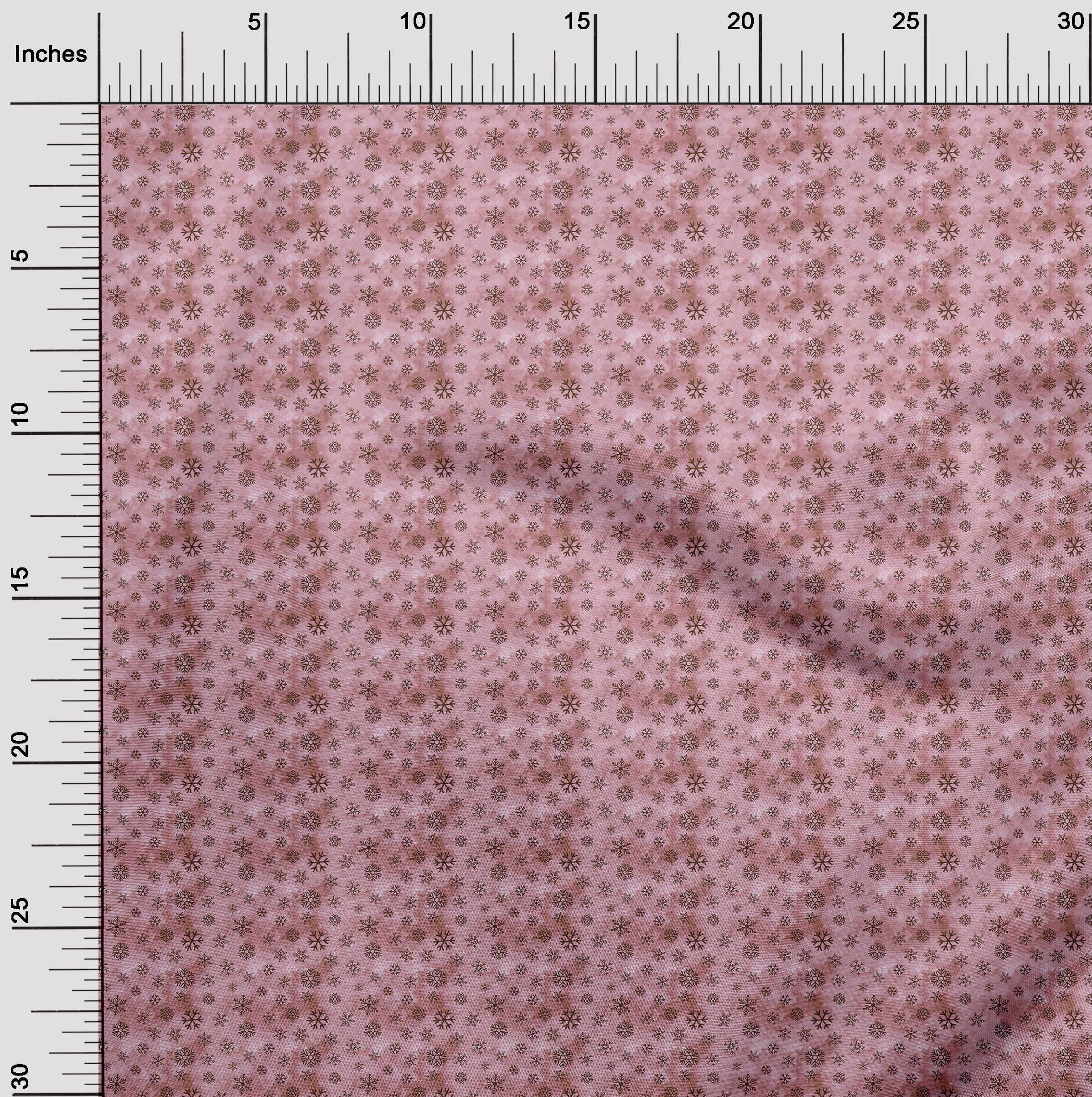 oneOone Cotton Cambric Pink Fabric Christmas Snow Flakes Sewing Craft Projects Fabric Prints By Yard 42 Inch Wide
