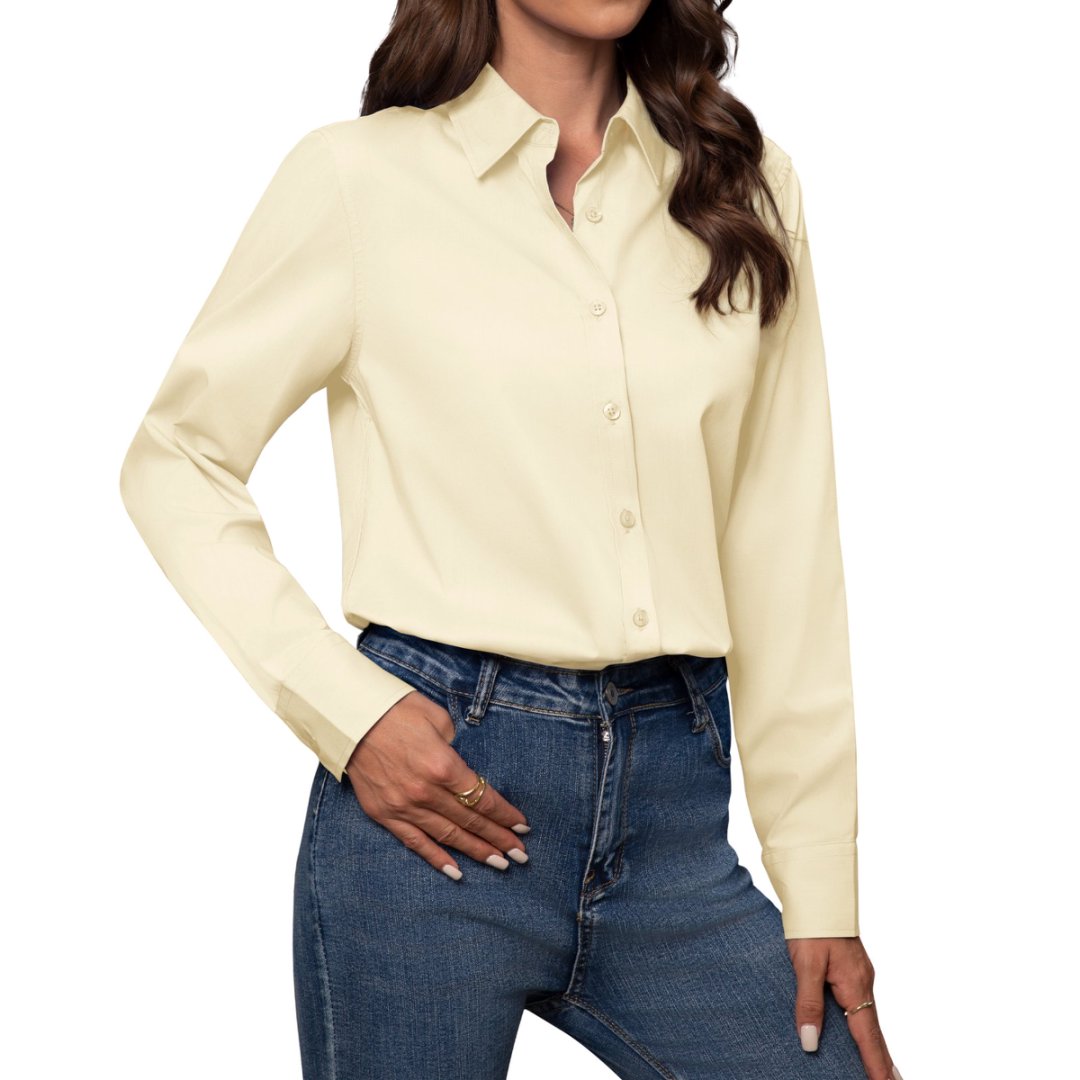 Siliteelon Women's Button-Down Cotton Blouse, Long Sleeve photo 2