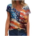 thumbnail image 2 of Qetyuw Womens Independence Day Shirts Funny Patriotic Red White and Blue Graphic Tshirts Tunic Short Sleeve Tees Trendy V Neck Blouses Tops Business Casual Tops for women, 2 of 5