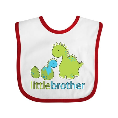 

Inktastic Dinosaur Little Brother Green Gift Baby Boy Bib