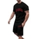 thumbnail image 3 of Conjunto de Sudadores de Hombres Impresión Casual Deportes de Manga Corta Cuello Redondo, Traje de Deporte de 2 Piezas con Pantalones de Corredores de Cintura Elástica, 3 of 4