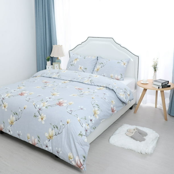 Unique Bargains Cotton Duvet Cover Pillowcase Bed Set Floral