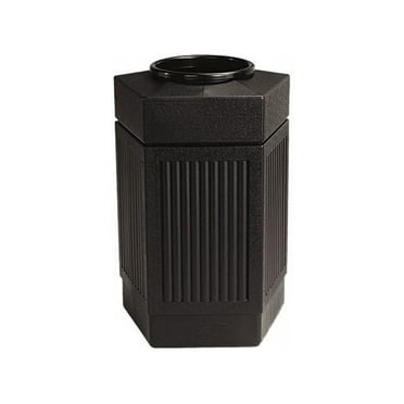 Safco Indoor/Outdoor Pentagon Shape Receptacle - 30 gal Capacity - 28.8" Height x 18" Width x 18.5" Depth - Polyethylene - Black - 1 Each