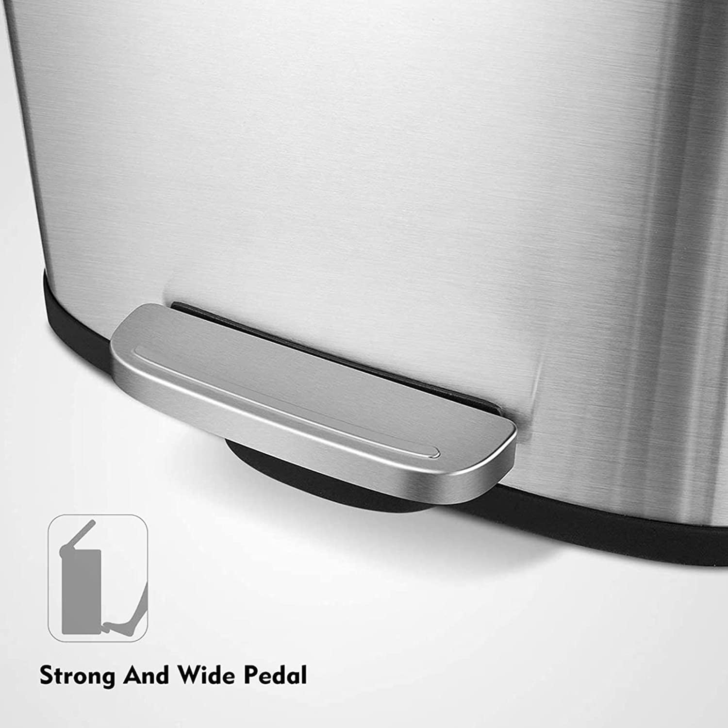 Arlopu 8 Gallon Stainless Steel Trash Can with Lid, Rectangular Kitchen Garbage Can with Step Pedal & Inner Bucket for Bathroom, Living Room