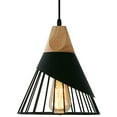 thumbnail image 1 of Lámpara colgante vintage, lámpara de techo industrial con diseño de metal y madera en accesorios de iluminación Lámpara colgante Pantalla 27 Aplique de iluminación para comedor Cocina,Black JFHHH pequeña, 1 of 5