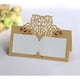 thumbnail image 1 of Tarjetas de lugar de boda de encaje, decoración de recepción de nombre de mesa personalizada, cartulina con patrón de encaje dorado para boda, 50 Uds., 1 of 5